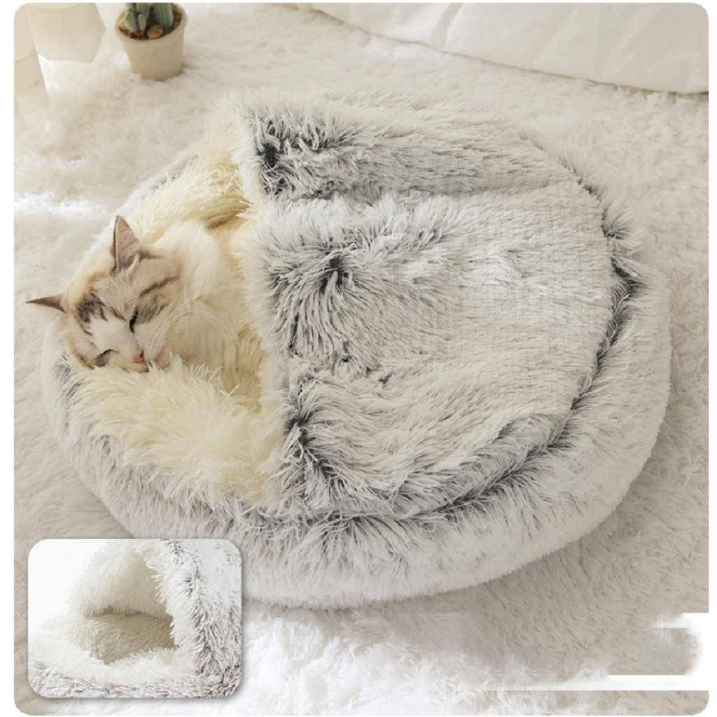 2-in-1 pluchen huisdierbed - warm en gezellig voor honden en katten