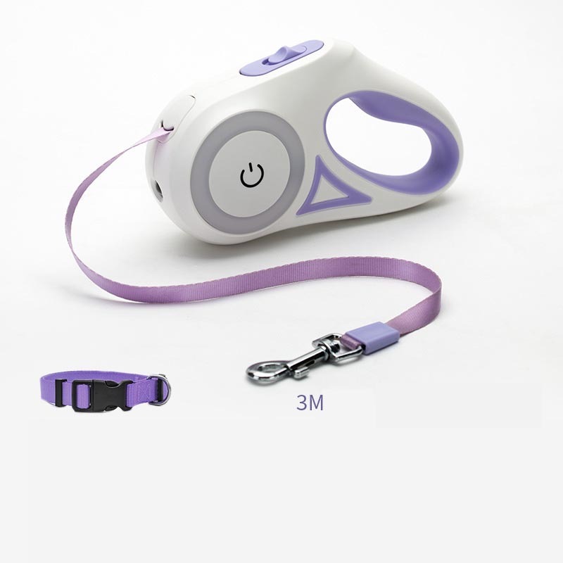 Retractable Leash with Collar and Built-in Light