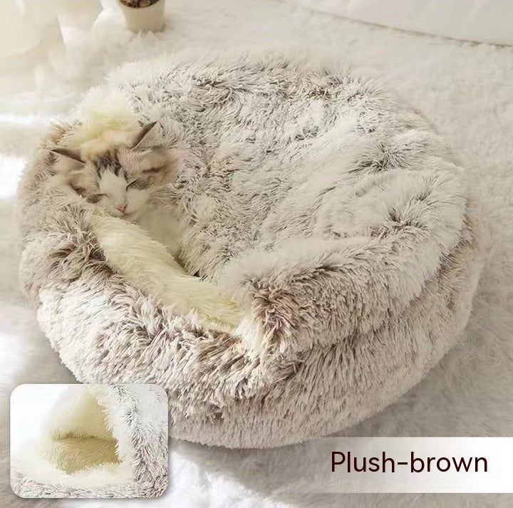 2-in-1 Plush Pet Bed – Warm & Cozy for Dogs & Cats