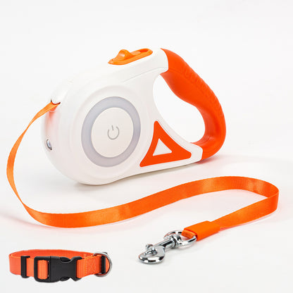 Retractable Leash with Collar and Built-in Light